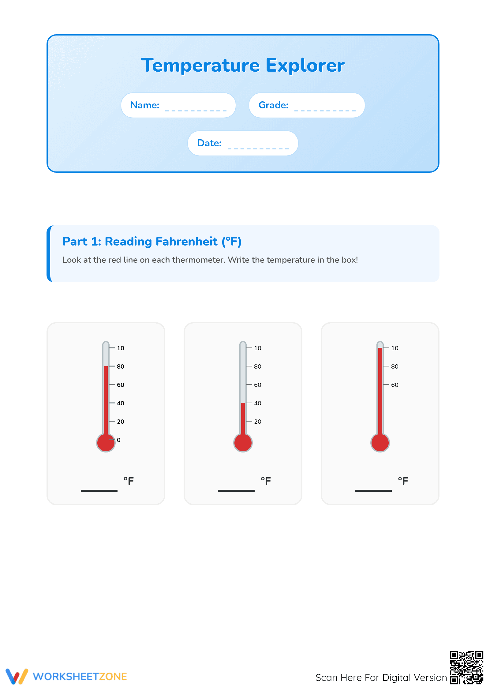 Printable Temperature Worksheet | Grade 2 Math Essential - Page 1