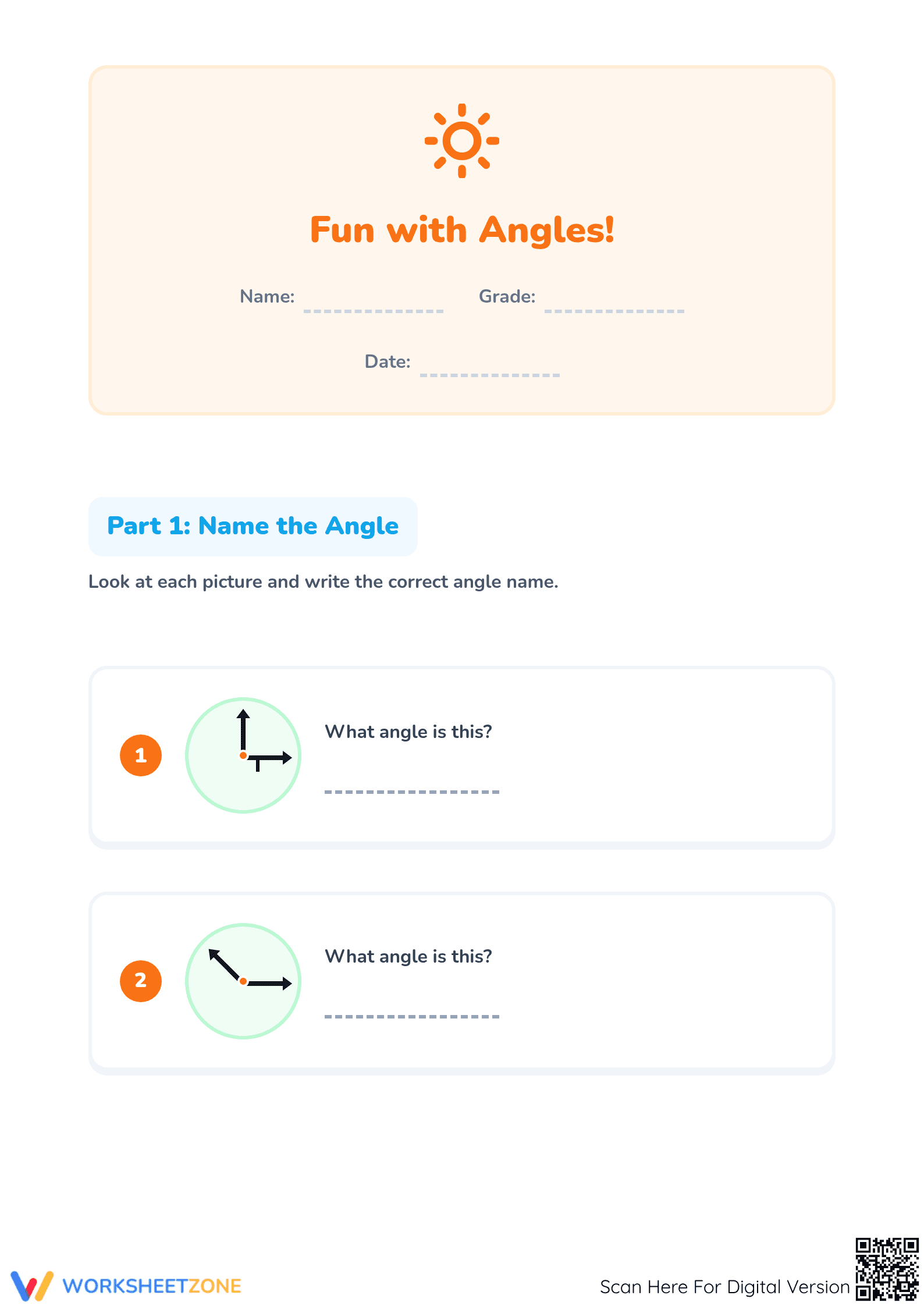Printable Types of Angles Worksheet | Grade 3 Math Ready - Page 1