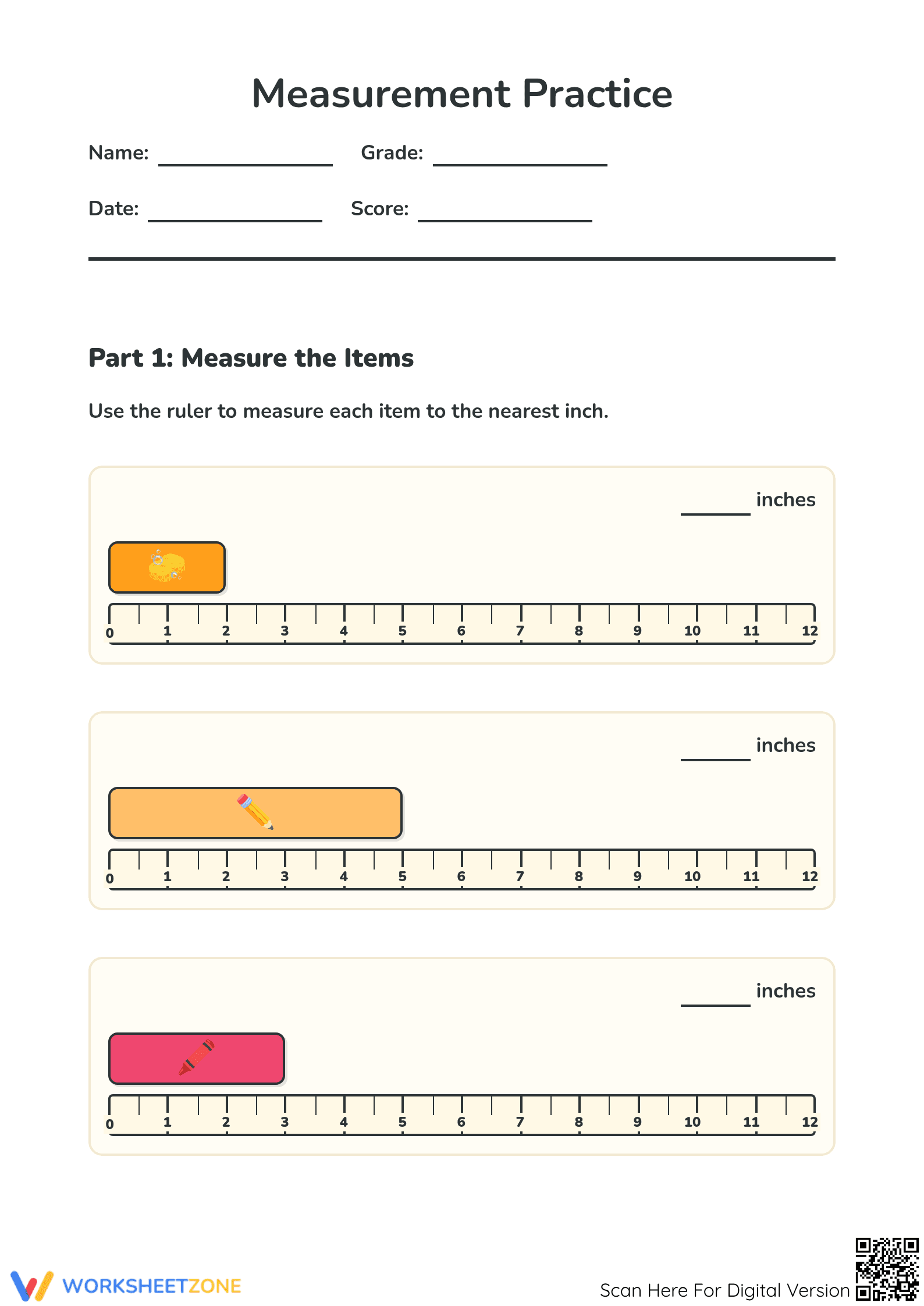 Printable Measurement Practice Worksheet | Grade 2 Math - Page 1