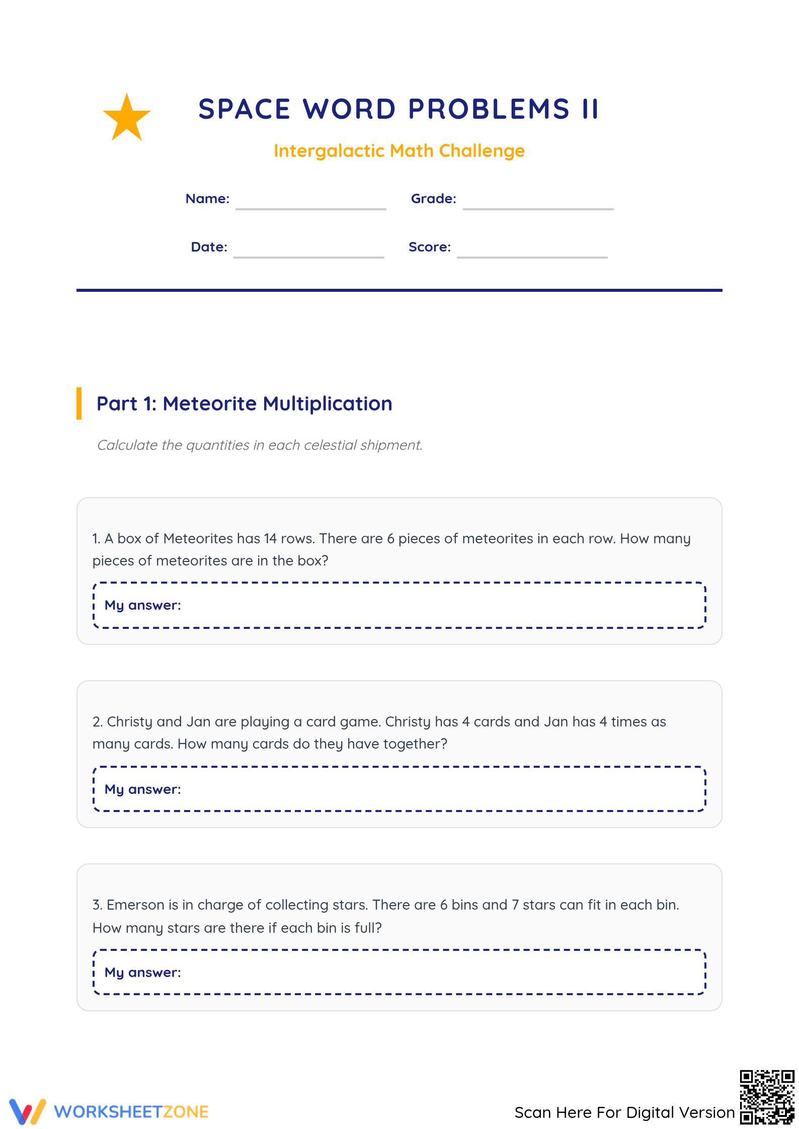 Essential Space Word Problems II | Grade 5 Math Aligned - Page 1