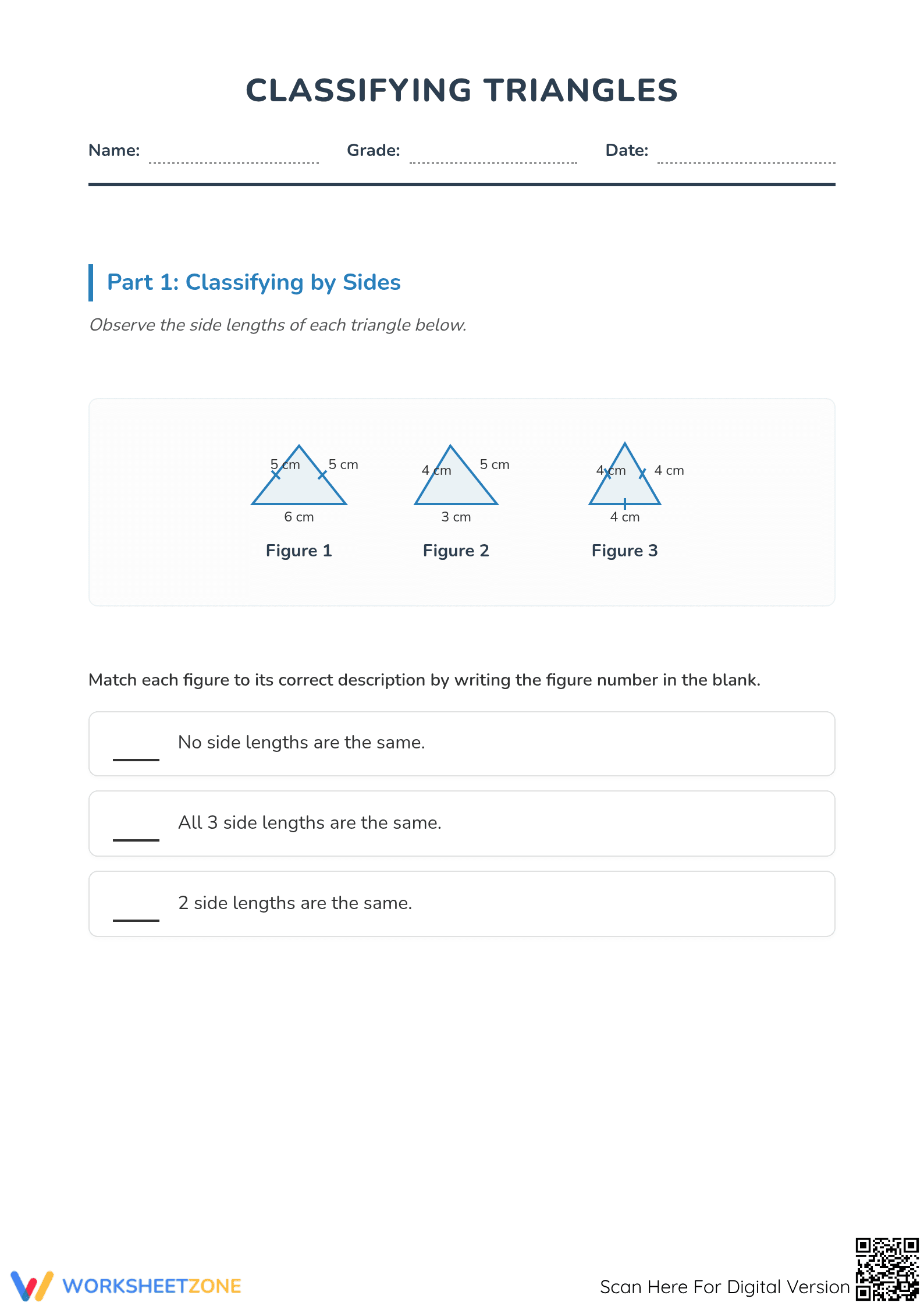 Classifying Triangles Worksheet | Essential Grade 4 Math - Page 1