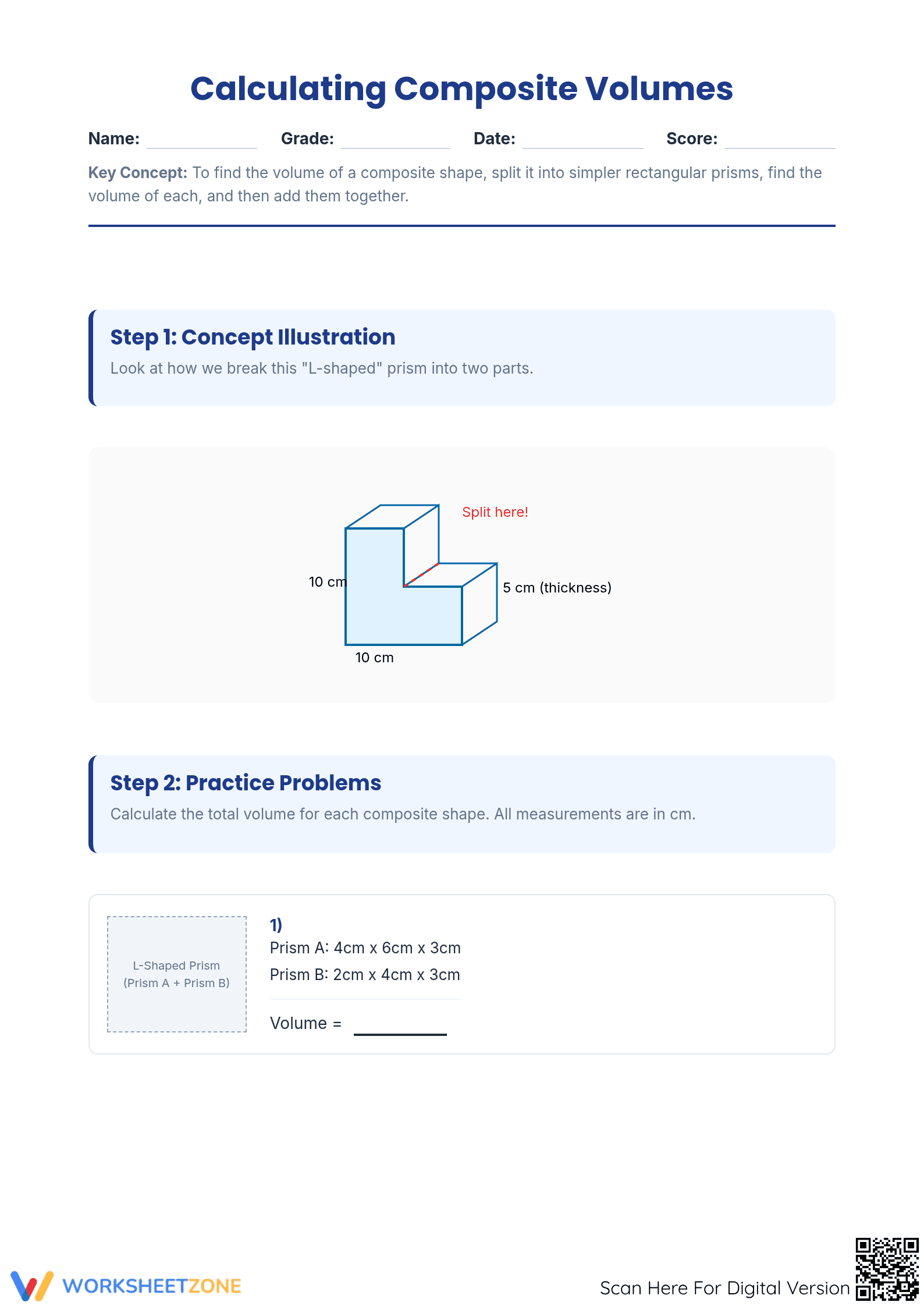 5.MD.C.5.c Worksheet: Composite Volumes — Grade 5 Essential - Page 1