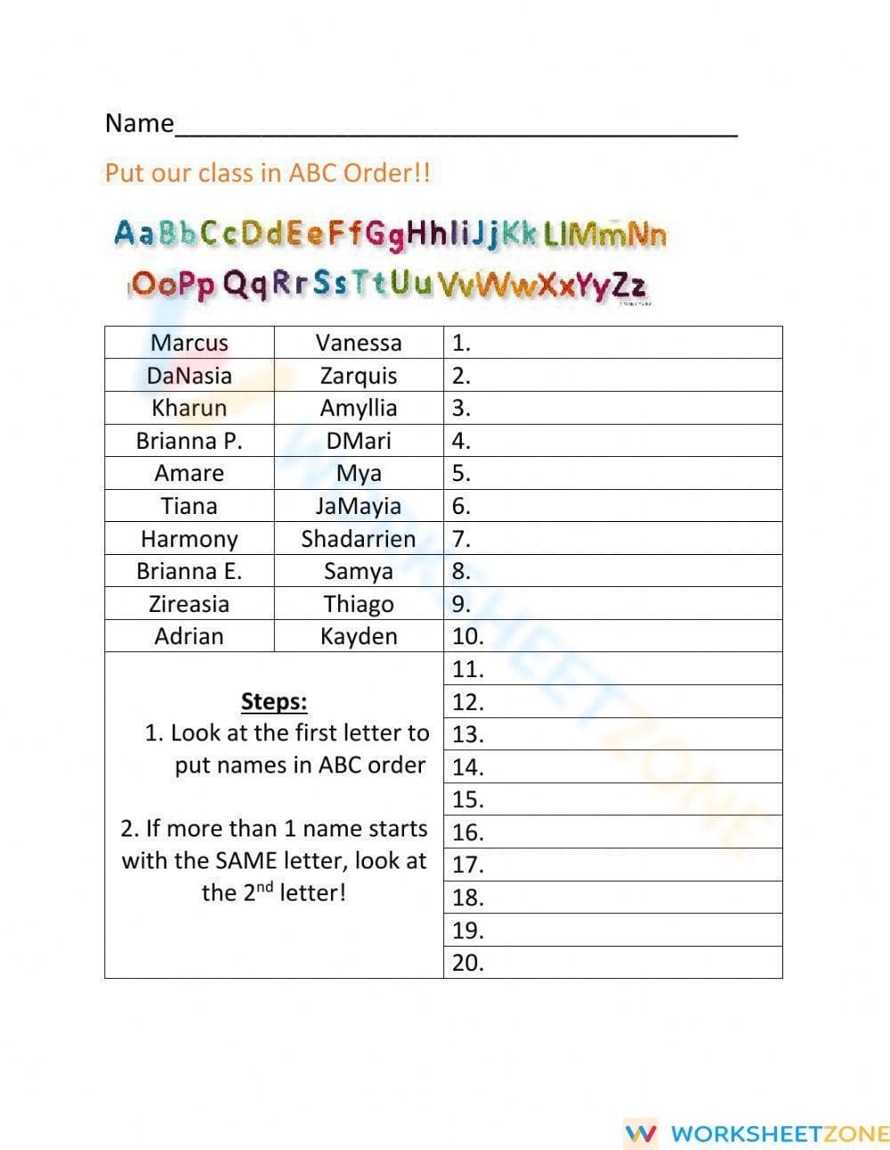 ABC Order classlist - Page 1