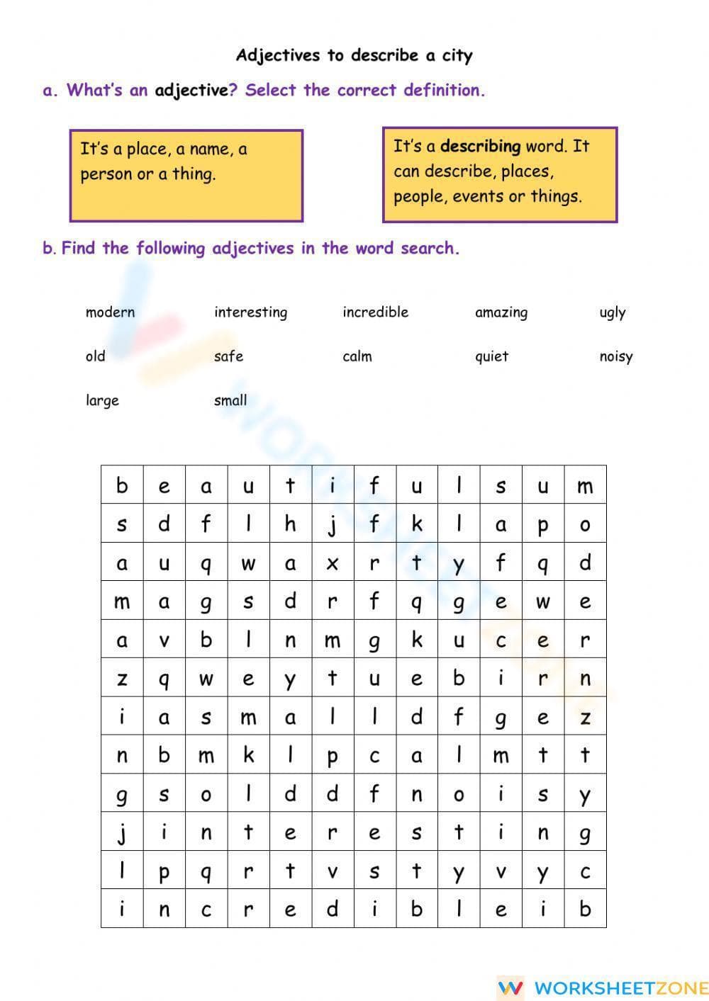 Printable Adjectives Worksheet | Grade 2 ELA - Page 1