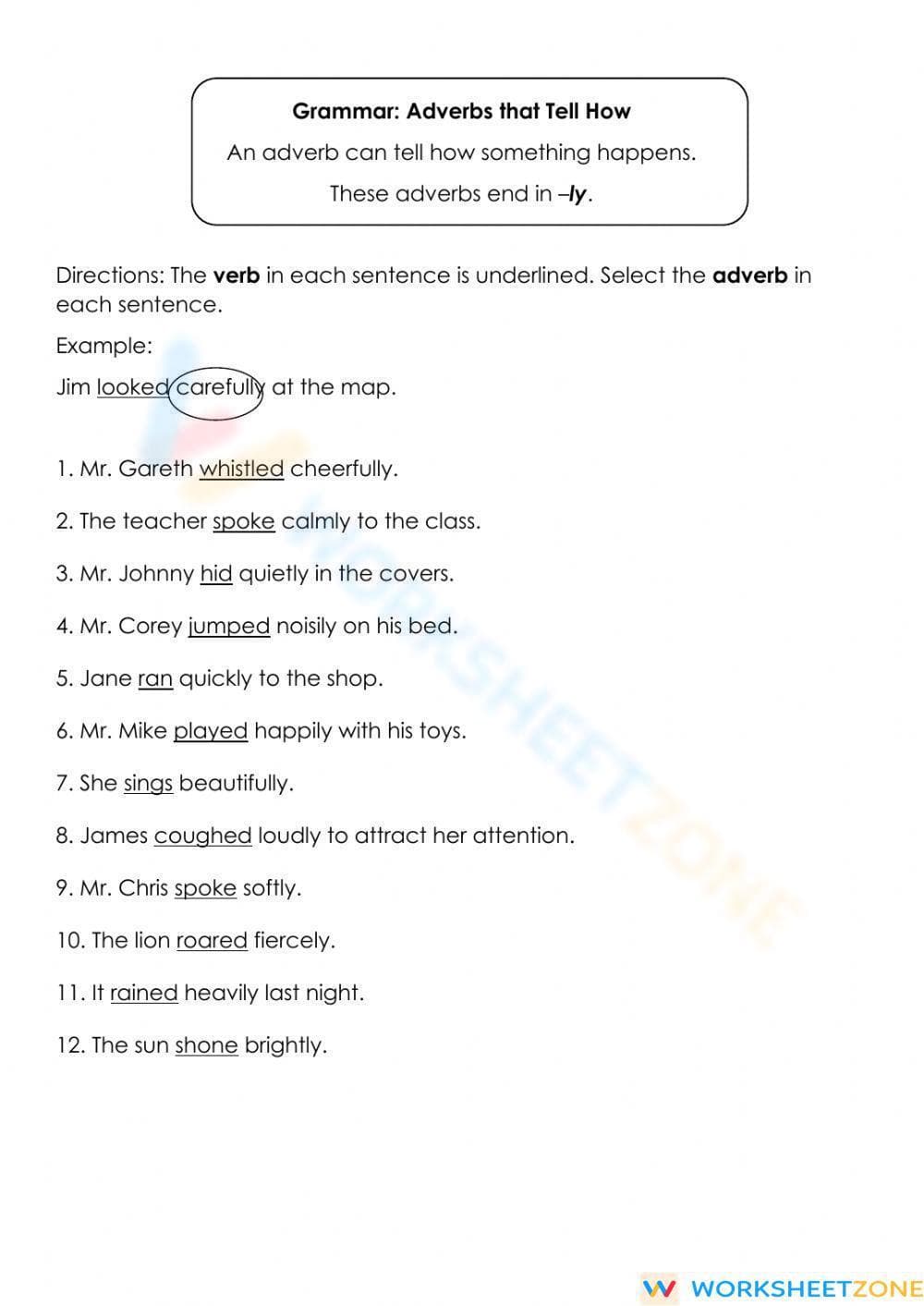 Printable Adverbs with -ly Worksheet | Grade 2 ELA - Page 1