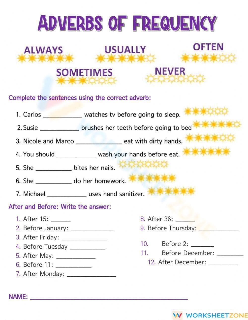 Grade 4 Adverbs — Printable No-Prep Worksheet - Page 1