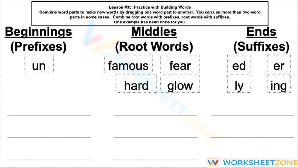Grade 2 Word Building — Printable No-Prep Worksheet - Page 1