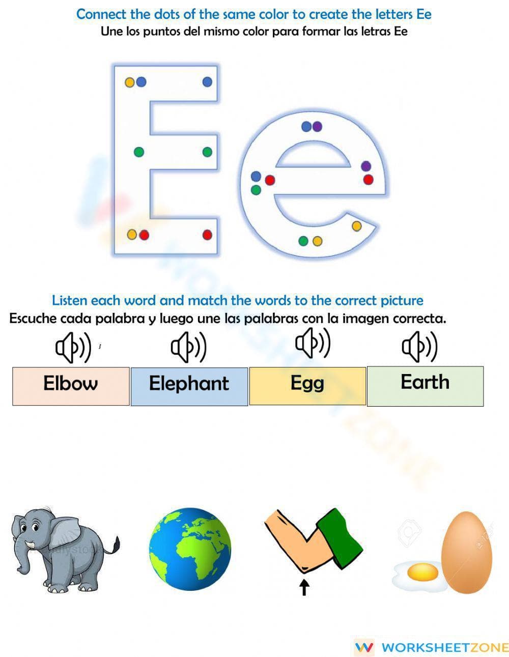 Kindergarten Letter E — Printable No-Prep Worksheet - Page 1