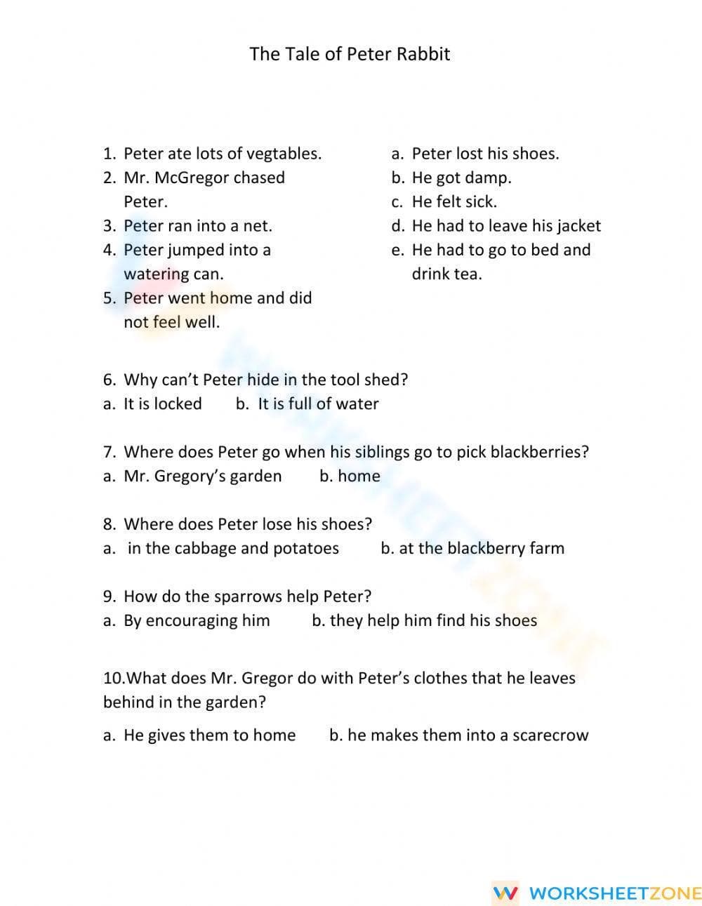 Grade 6 Cause and Effect — Printable No-Prep Worksheet - Page 1