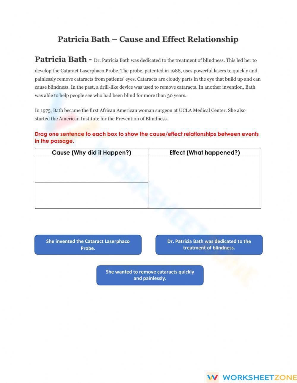 Grade 4 Cause & Effect — Printable No-Prep Worksheet - Page 1