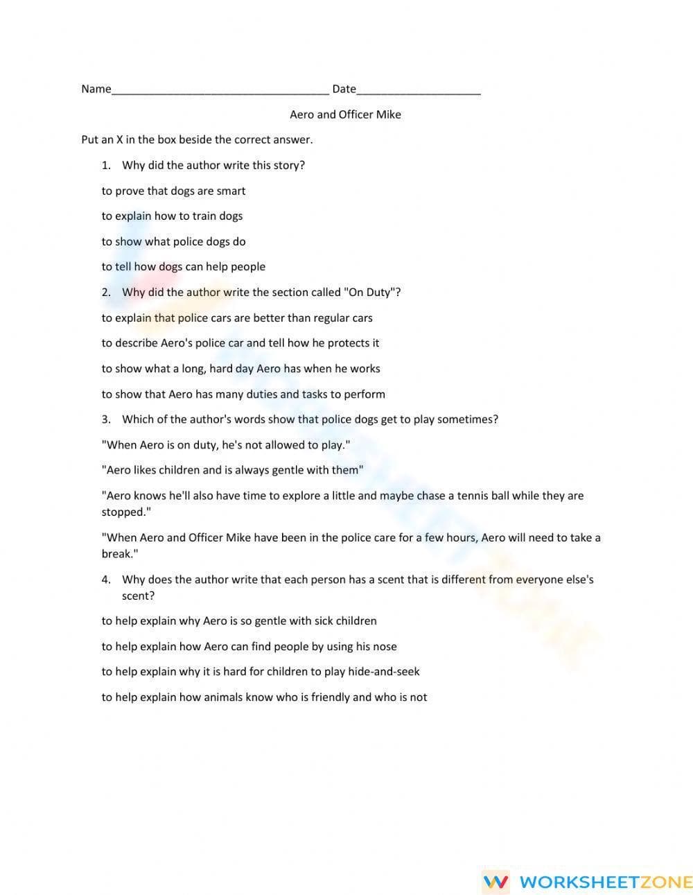 Grade 3-4 Reading — Printable No-Prep Worksheet - Page 1