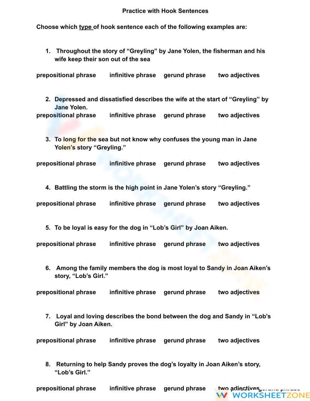Essential Hook Sentences Practice | Grade 6-9 ELA - Page 1