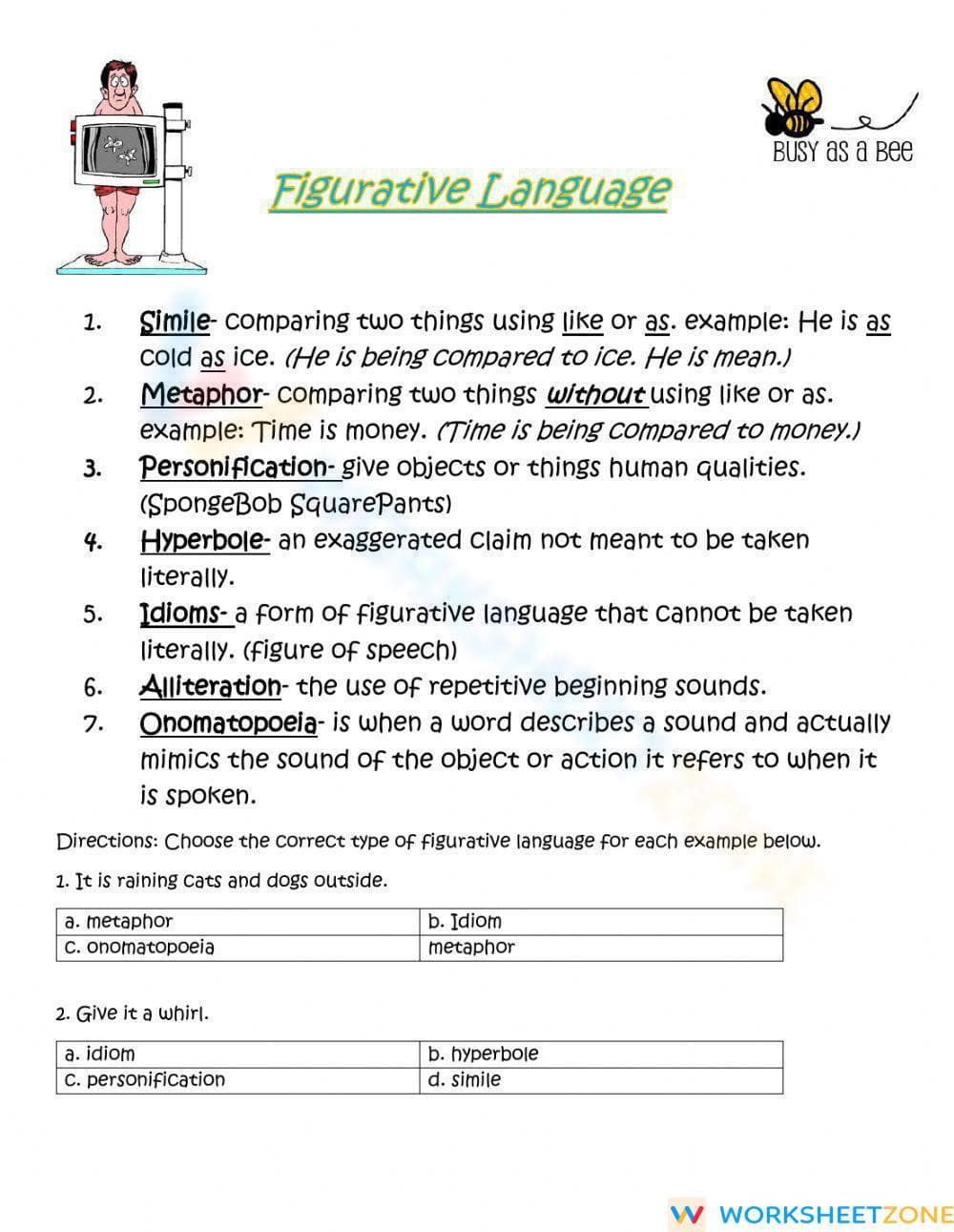Learn Different Types of Figurative Language - Page 1