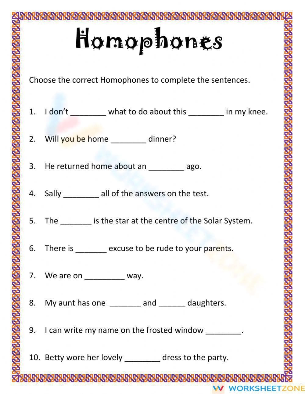 Homophones 2 Worksheet - Page 1