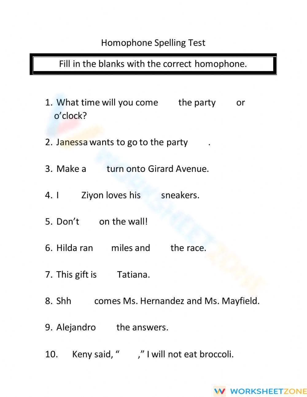 Essential Homophone Fill in the Blank Test | Grade 2-4 Ready - Page 1