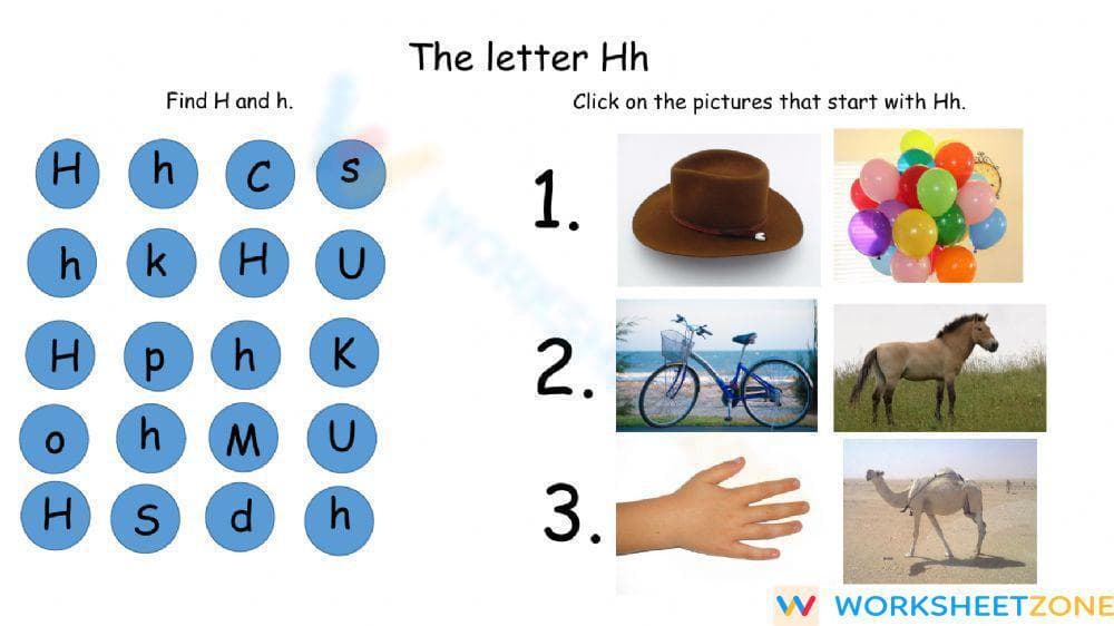 Grade K Letter Hh — Printable No-Prep Worksheet - Page 1