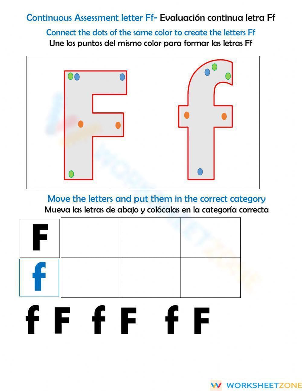 CCSS.RF.K.1.d Worksheet: Letter F — Kindergarten Aligned - Page 1