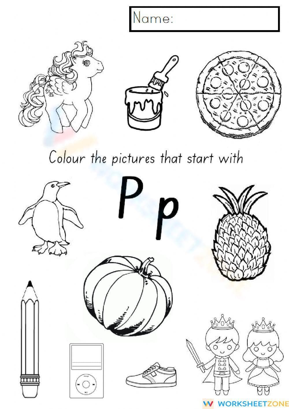 Printable Letter P Worksheet | Kindergarten Alphabet - Page 1