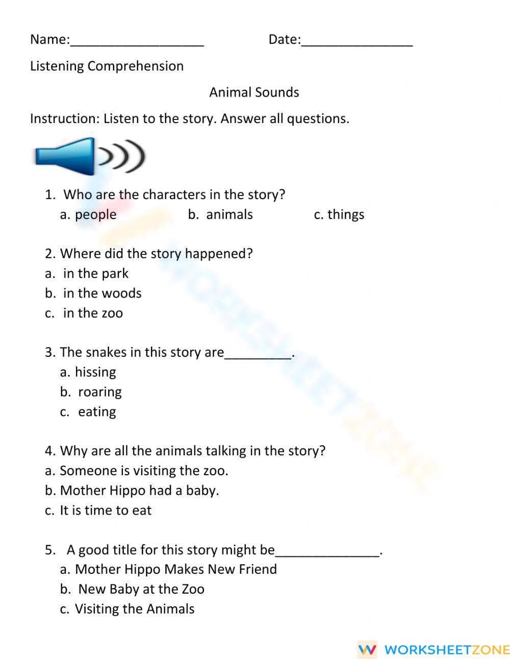 Grade 2 Listening Skills — Printable No-Prep Worksheet - Page 1