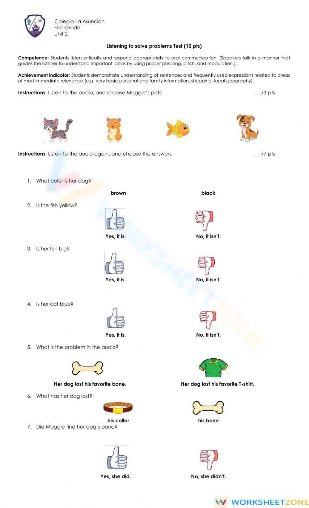 Grade 2 Listening Skills — Printable No-Prep Worksheet - Page 1