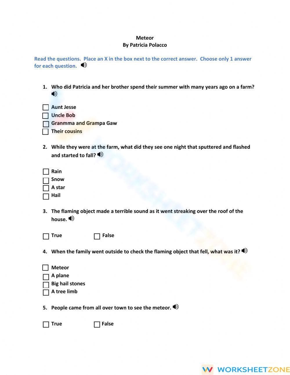 Grade 4 Cause & Effect — Printable No-Prep Worksheet - Page 1