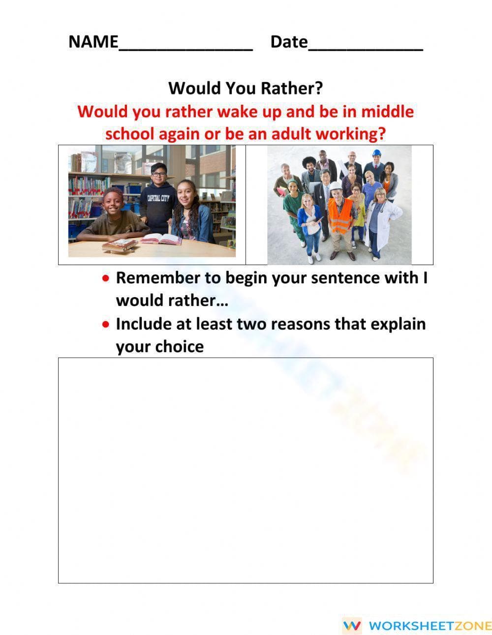 Creative 'Would You Rather' Prompts for Elementary Students - Page 1