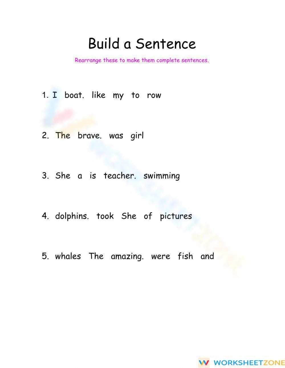 Printable Sentence Building Practice | Grade 2-5 ELA - Page 1
