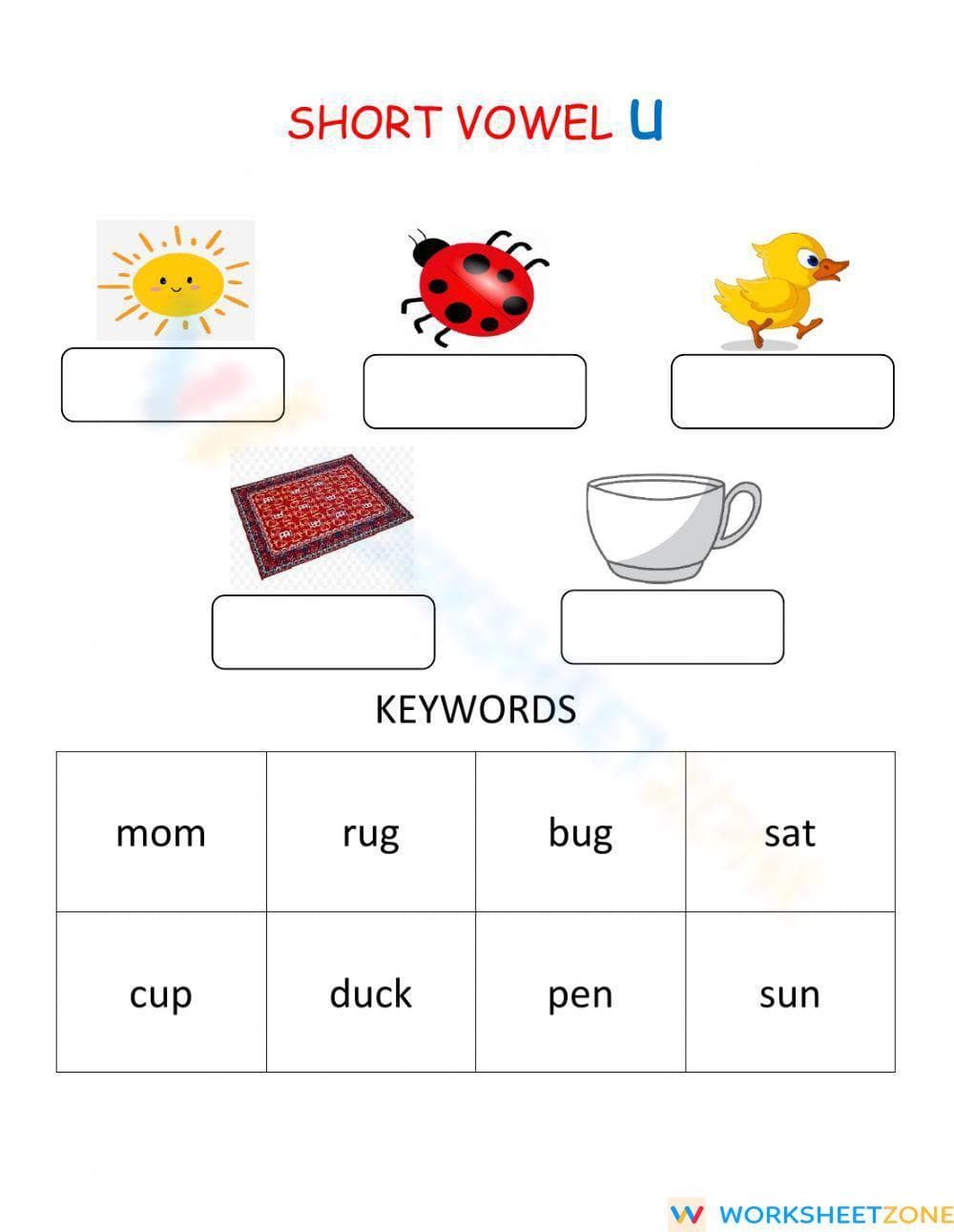 Practice Short Vowel Sound 'u' with Engaging Exercises - Page 1