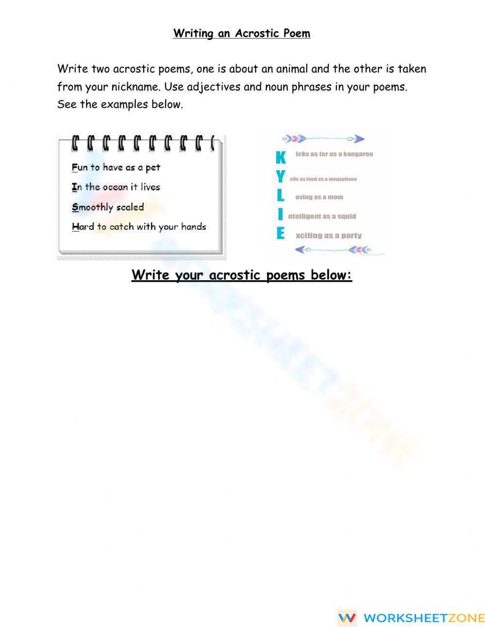 Essential Acrostic Poem Worksheet | Grade 3-4 ELA - Page 1