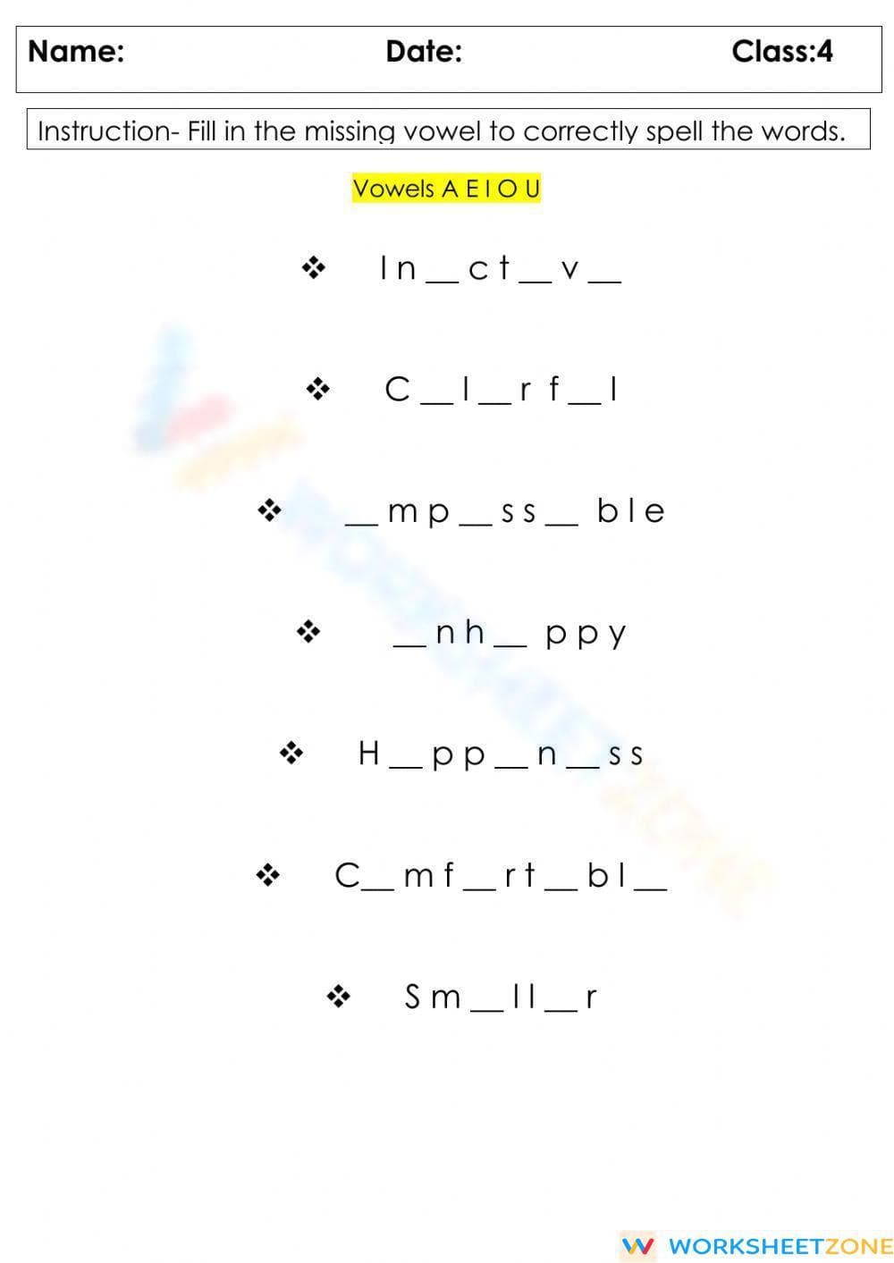 Grade 4 Spelling: Prefixes & Suffixes — Printable Worksheet - Page 1