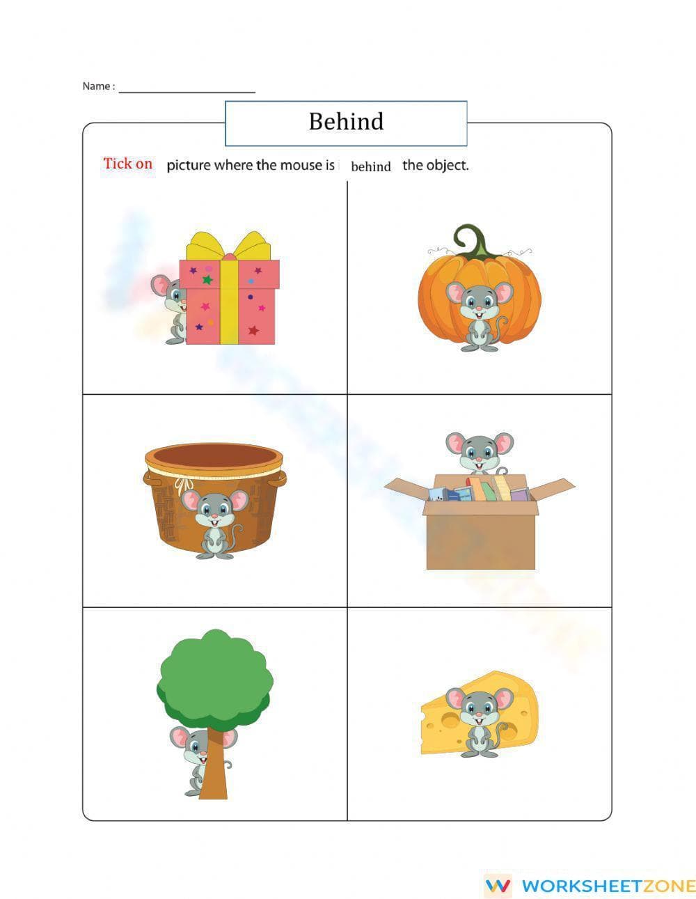 Essential Behind Preposition Worksheet | Preschool & Kinder - Page 1