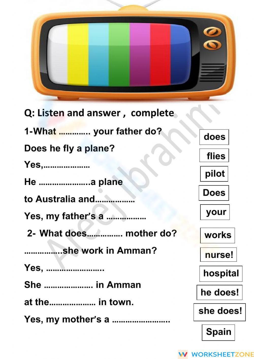 Grade 3 Simple Present — Printable No-Prep Worksheet - Page 1