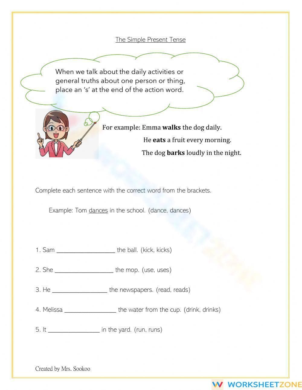 Grade 2 Simple Present Tense — Printable Essential Worksheet - Page 1