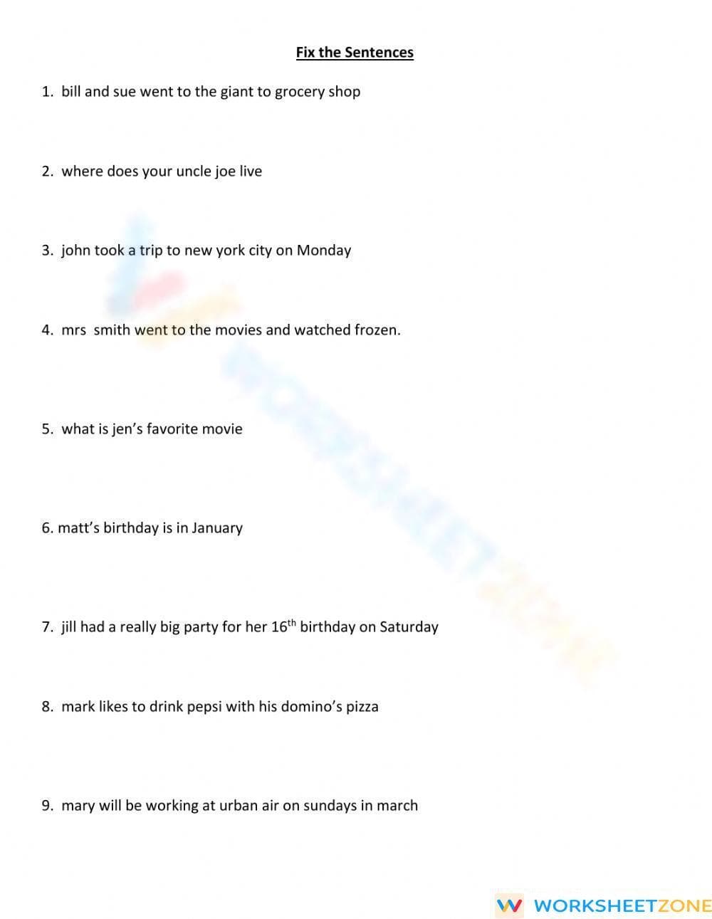 Grade 5 Punctuation — Printable No-Prep Worksheet - Page 1