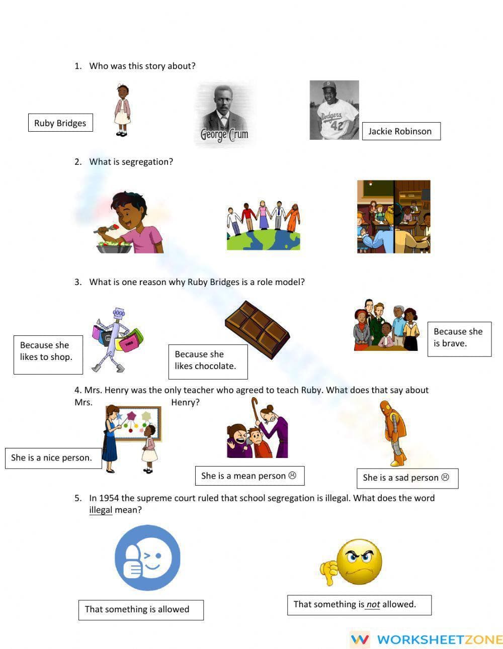 Printable Ruby Bridges Worksheet | Kindergarten Aligned - Page 1