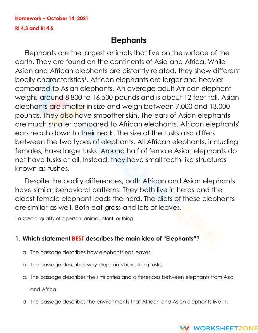 Homework RI.4: Comprehensive Reading Comprehension - Page 1