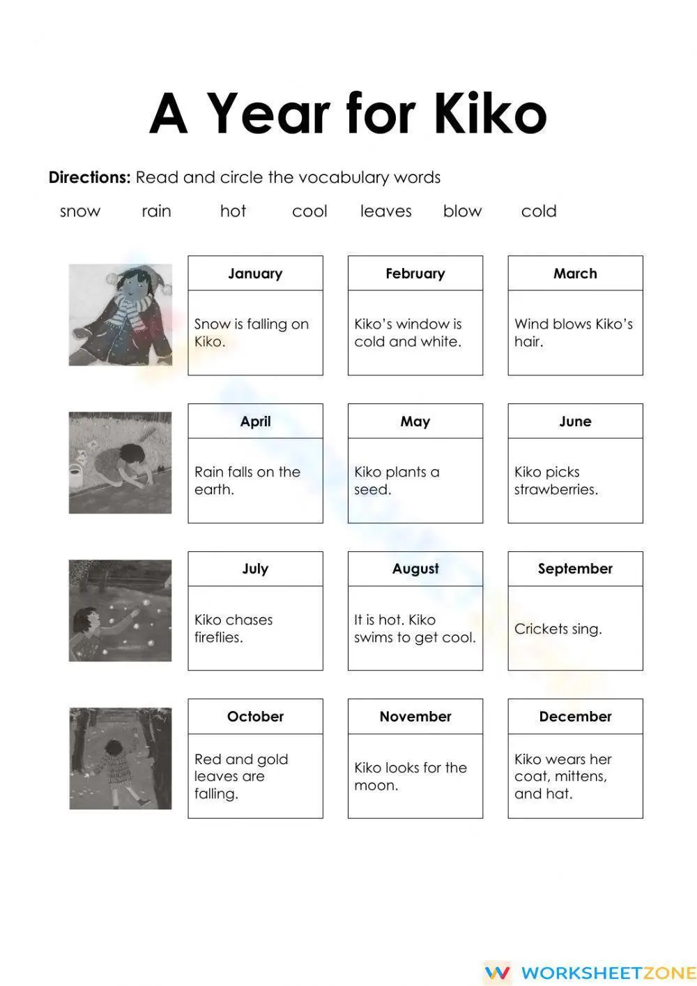 Printable Reading Vocabulary Worksheet | Grade 1-2 ELA - Page 1