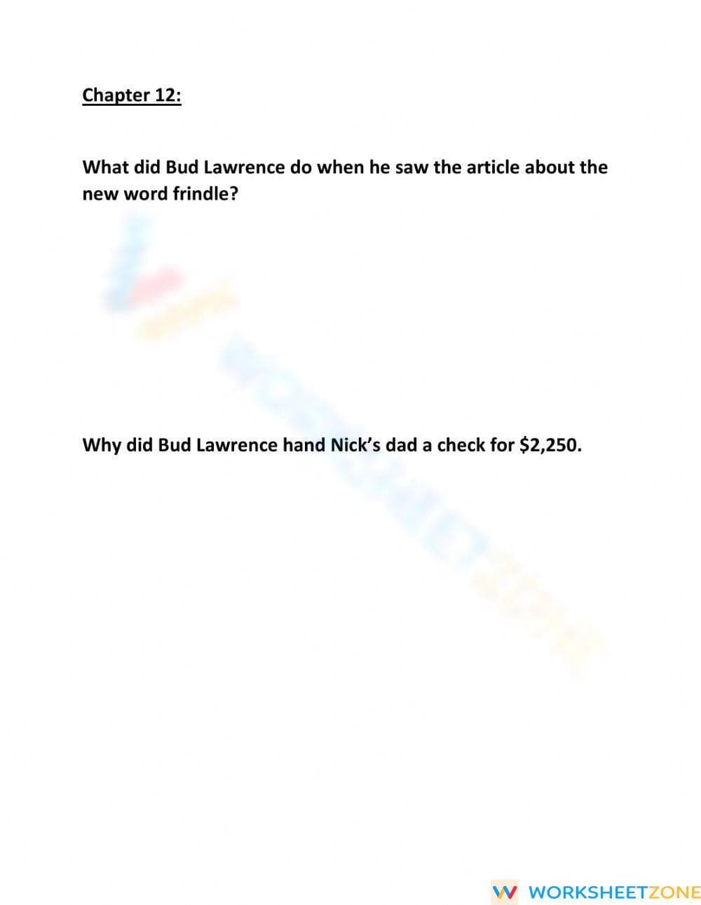 Essential Frindle Chapter 12 Questions | Grade 5 Ready - Page 1