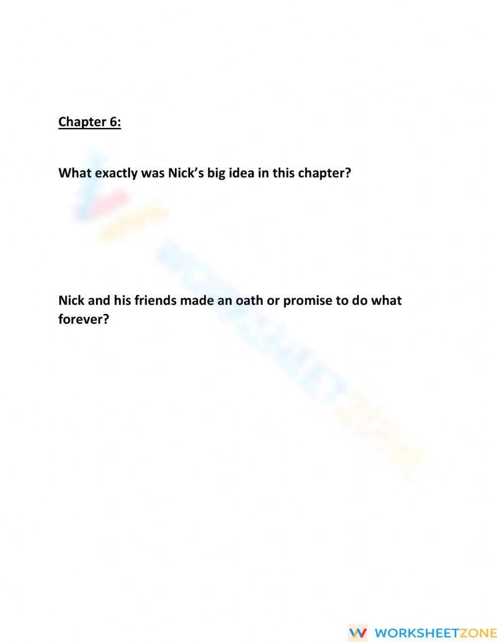 Grade 5 Frindle Chapter 6 — Printable No-Prep Worksheet - Page 1
