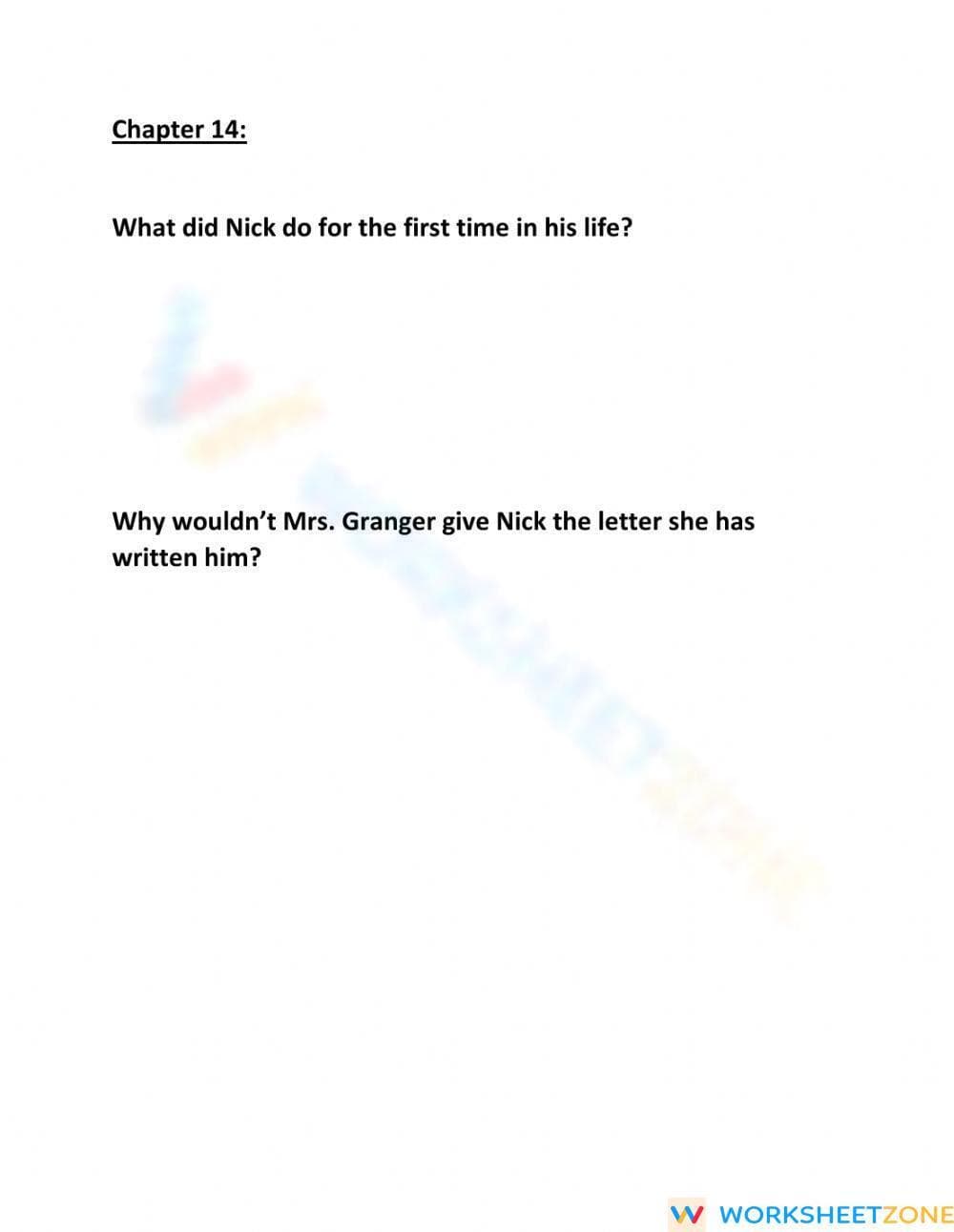 Frindle Chapter 14 Questions | Grade 5 Essential Worksheet - Page 1