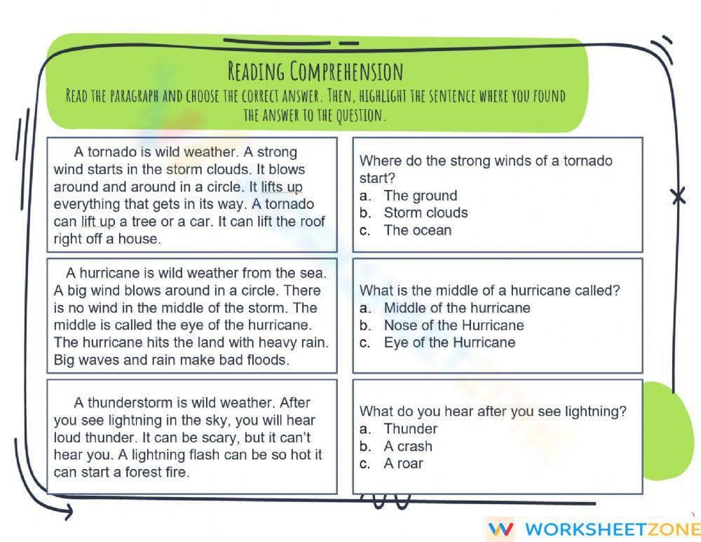 Printable Wild Weather Reading Comprehension | Grade 3 Ready - Page 1