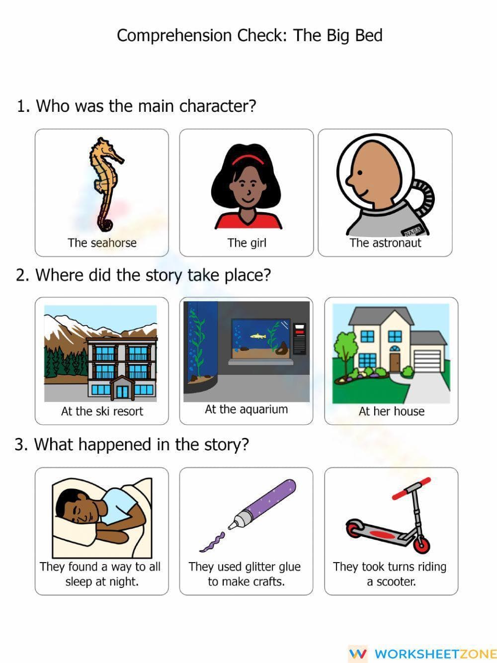 The Big Bed Comprehension Check | Grade 1-3 Printable - Page 1