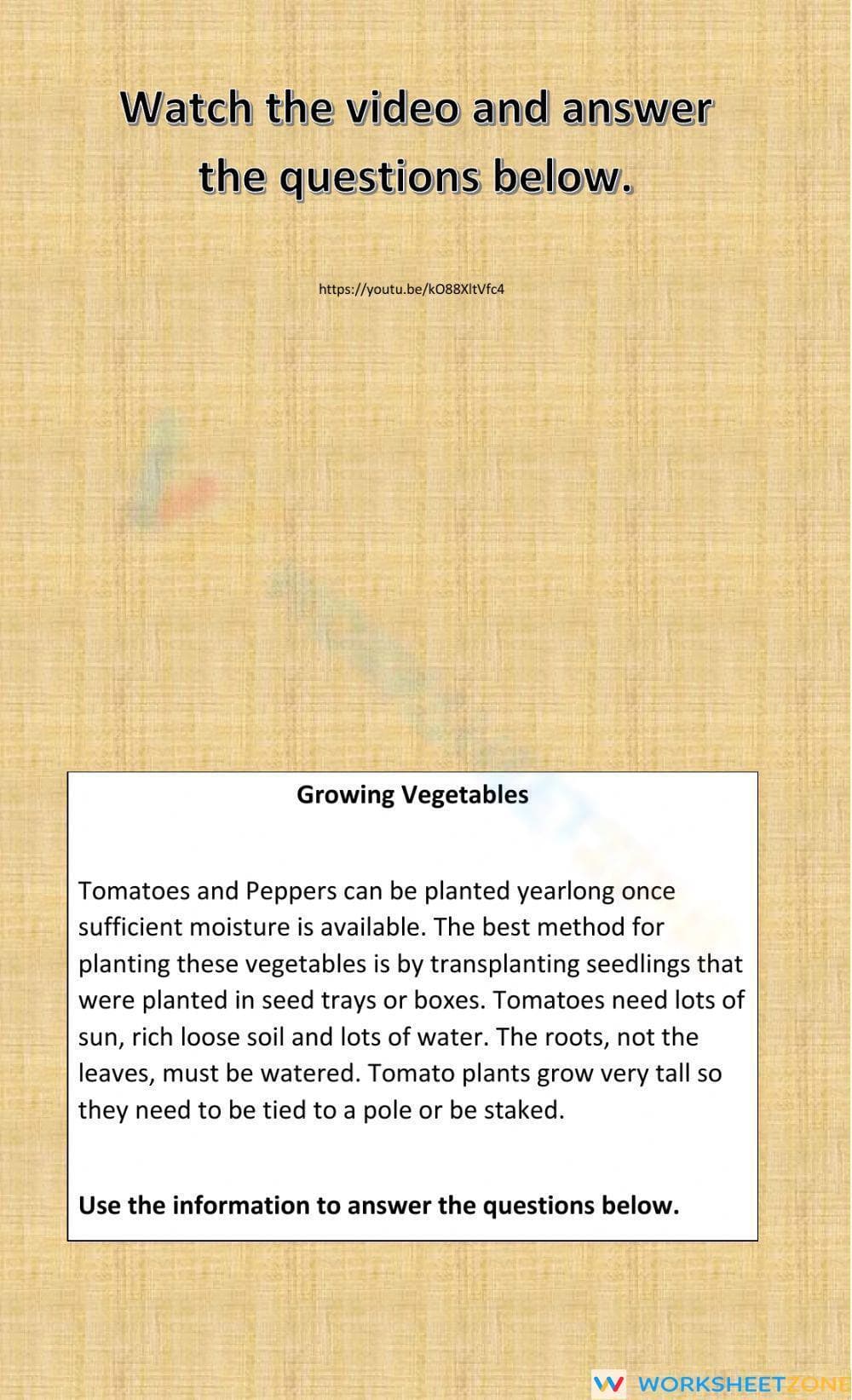 Printable Grade 6 Reading Comprehension Worksheet: Plants - Page 1
