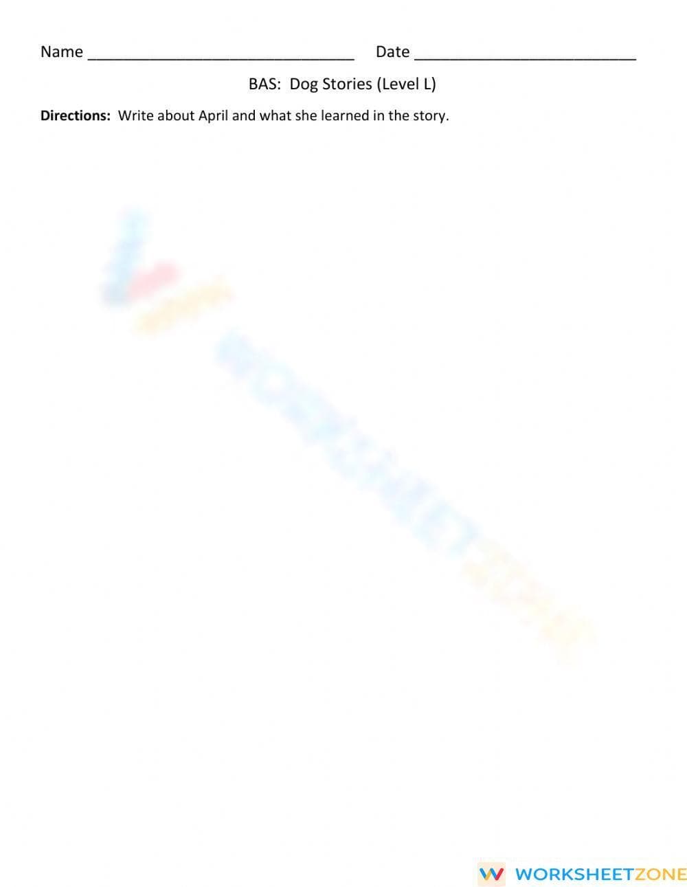 RL.2.2 Worksheet: Dog Stories Level L — Aligned Complete - Page 1