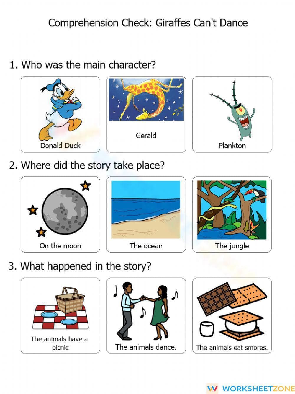 Giraffes Can't Dance Worksheet | Grade 1-2 Ready - Page 1