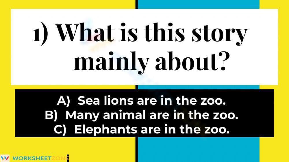 Printable What Is at the Zoo? Reading Worksheet | Grade 1 - Page 1