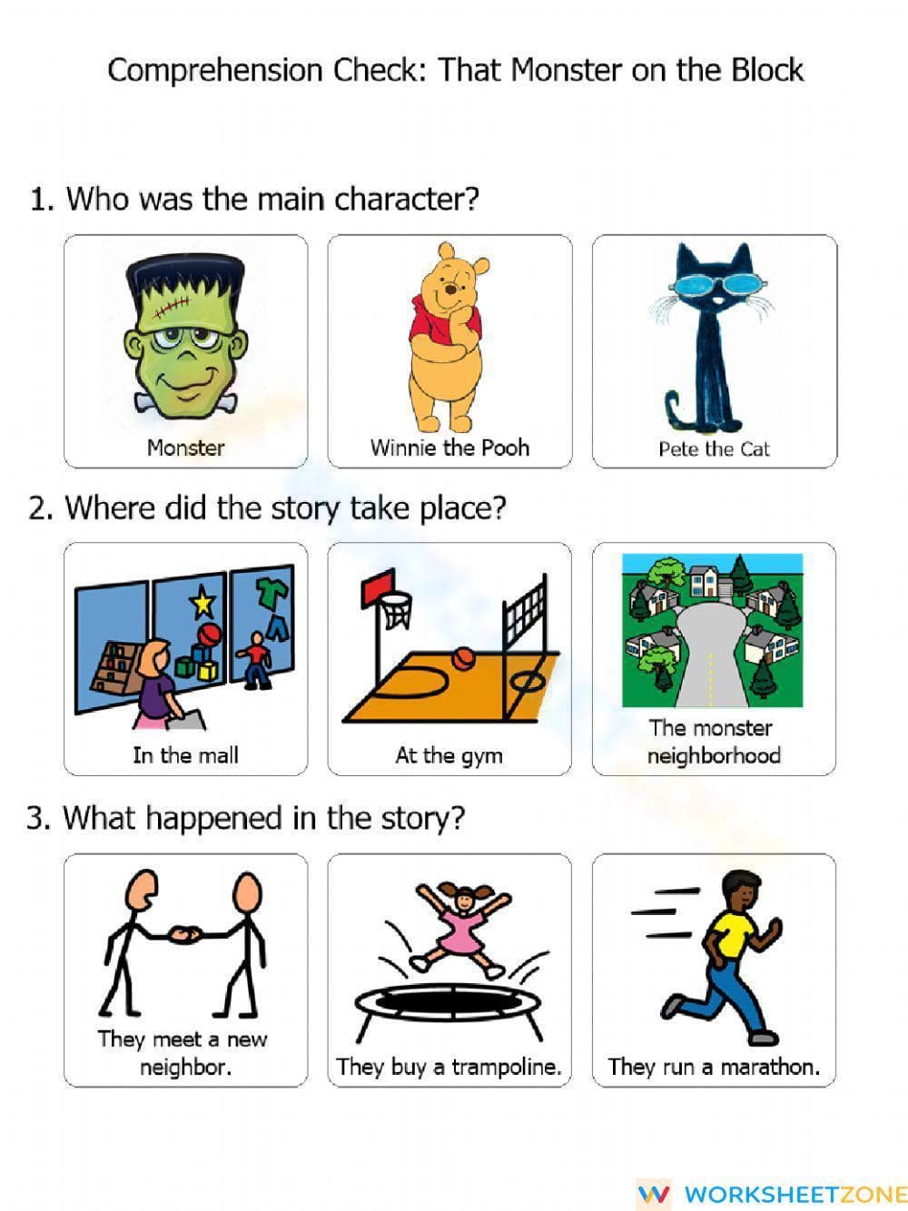 That Monster on the Block Worksheet | Grade 1-3 Essential - Page 1