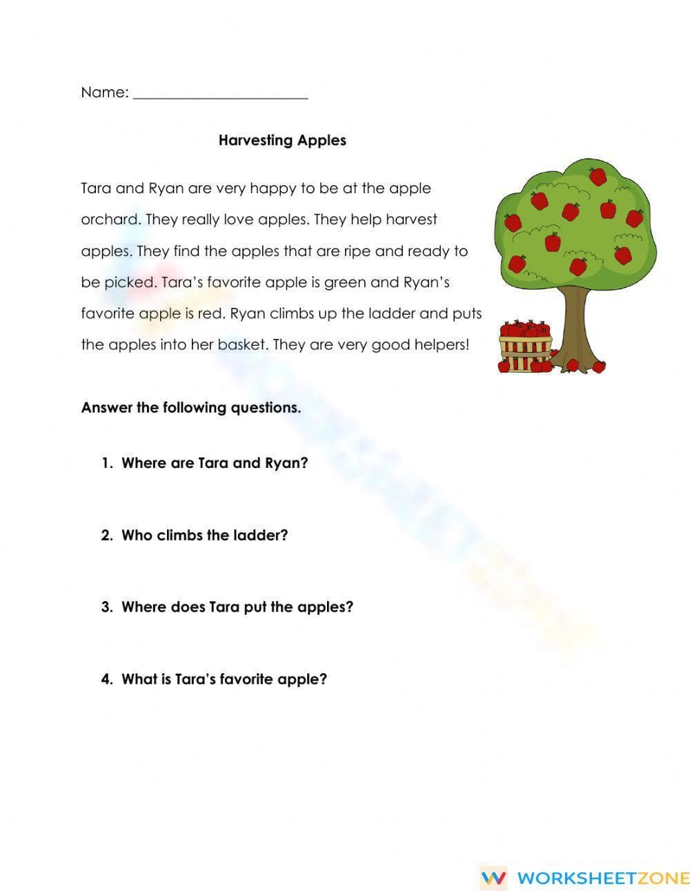 Printable Reading Comprehension Carr Worksheet | Grade 4 ELA - Page 1
