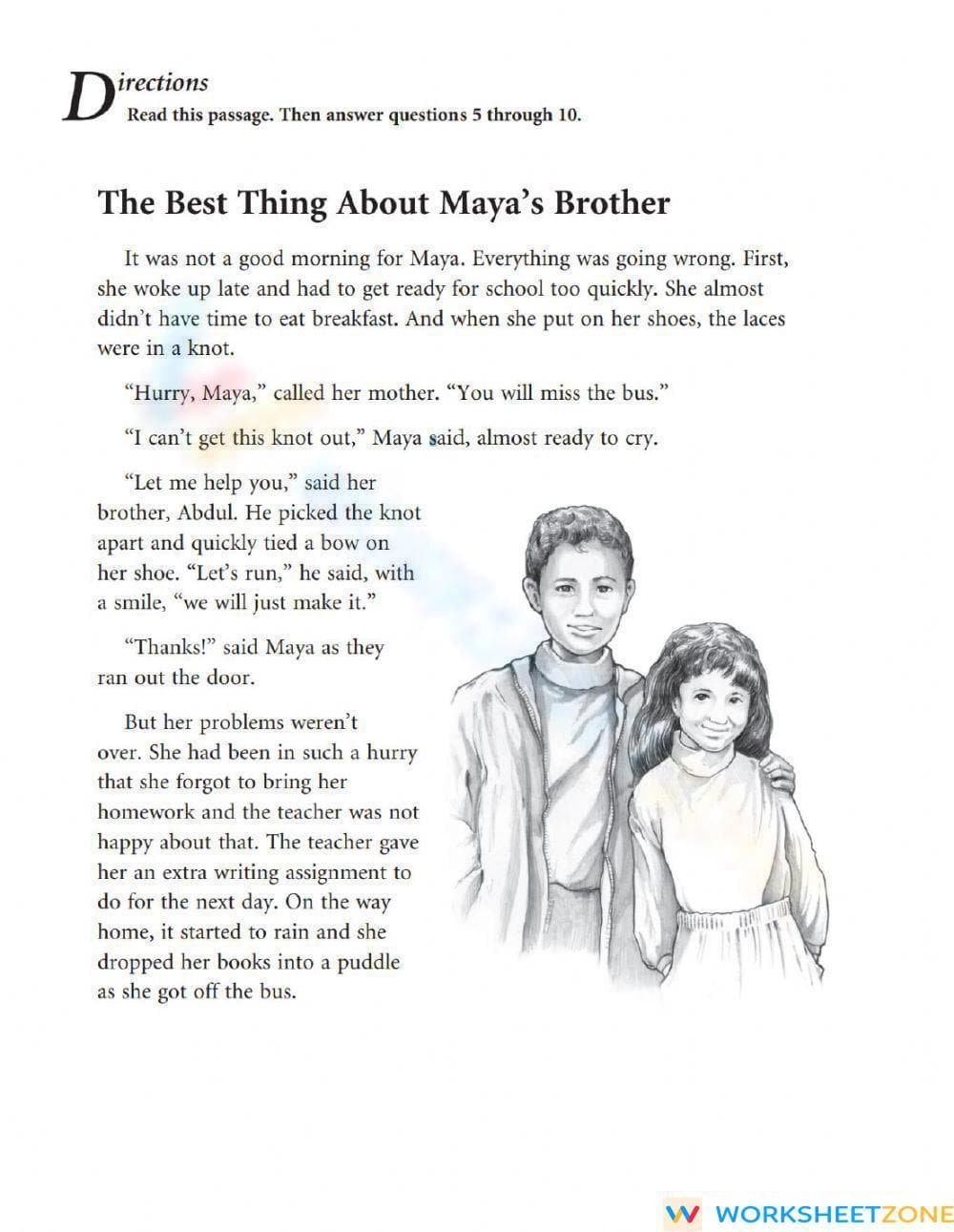 Essential Grade 5 Reading Comprehension: Maya's Brother - Page 1