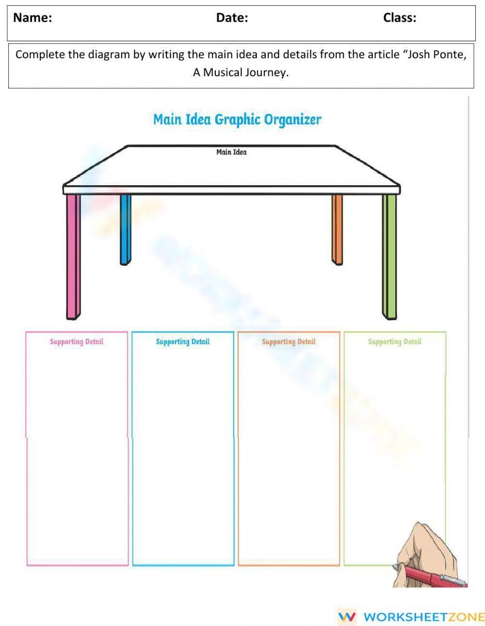 Grade 5 Main Idea — Printable No-Prep Worksheet - Page 1